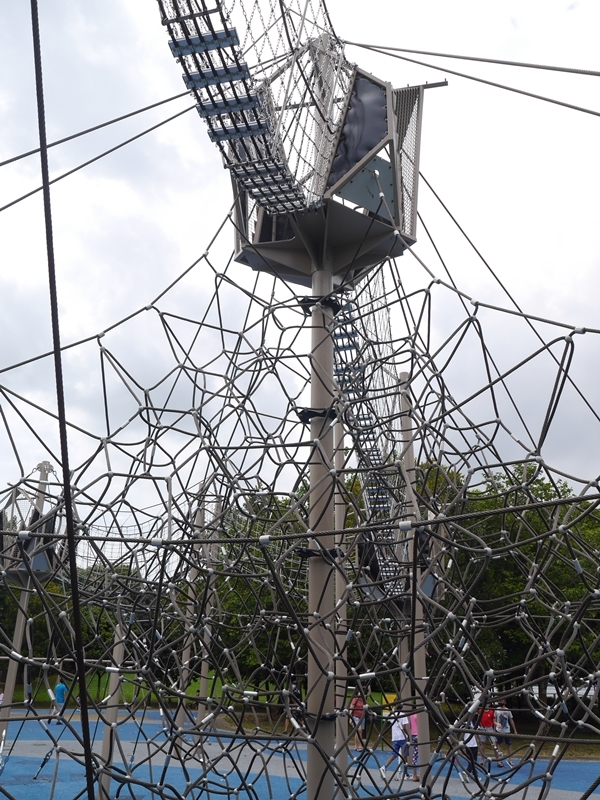 ウッドランズウォーターフロントパークのスカイウォークプレグラ蜘蛛の巣状の登り口